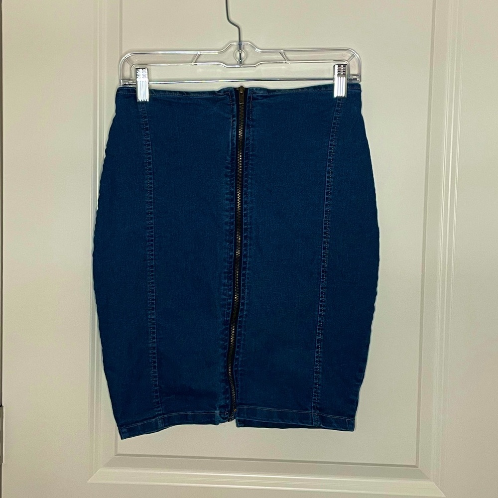 Medium Wash Denim Midi Skirt